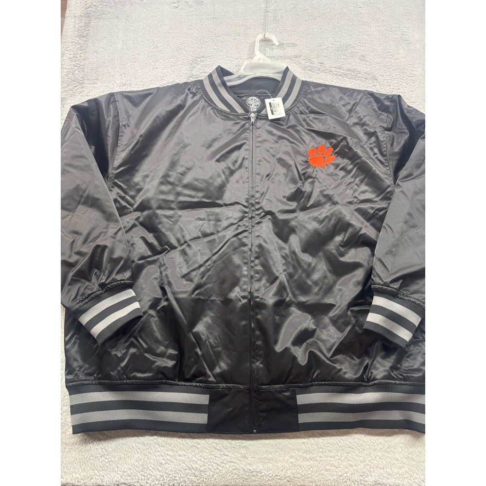 Clemson Tigers Rivalry Threads Mens Large Black Satin Bomber Varsity Jacket NCAA
